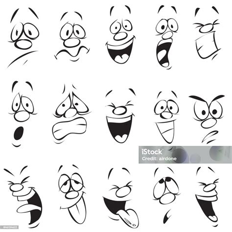 ekspresi wajah kartun doodle kembali  garis besar putih ilustrasi