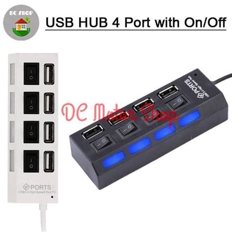 USB Hub Saklar 4 Port On Off High Speed Sambungan USB Extension 4 Port