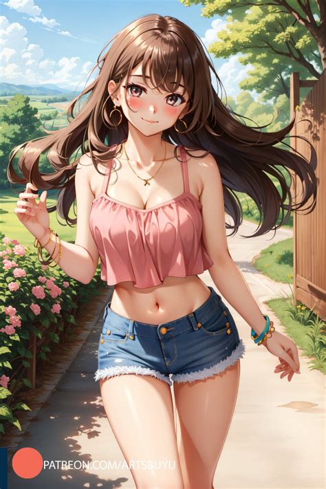 Rule 34 1girls Ai Generated Artsbuyu Blush Bracelet Brown Eyes Brown