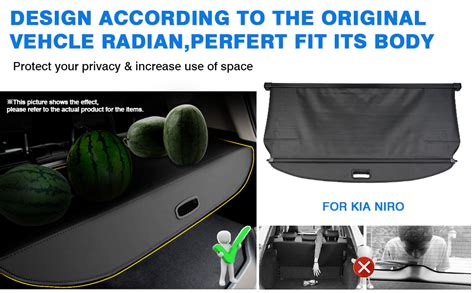 Powerty Fit For Cargo Cover Kia Niro 2017 2022 Rear Trunk Shade Retractable Trunk