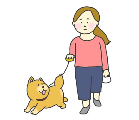 犬の散歩をする女性のイラスト イラストの里