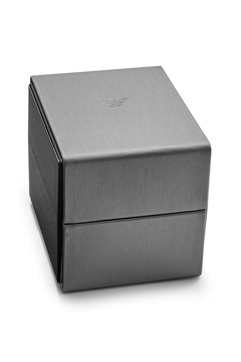 Emporio Armani, Часовник от инокс с хронограф, Черен - eMAG.bg