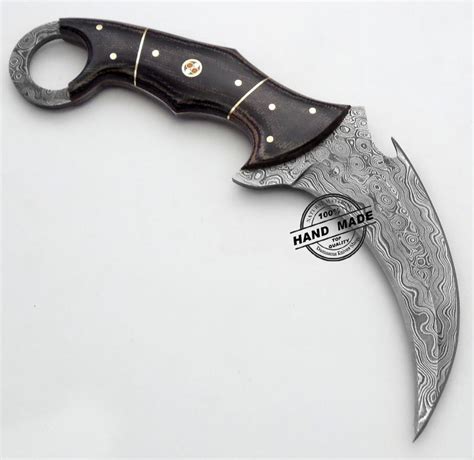 Damascus Karambit Hunting Double Edge Knife