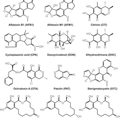 Chemical Structures Of Aflatoxin B1 Afb1 Aflatoxin M1 Afm1