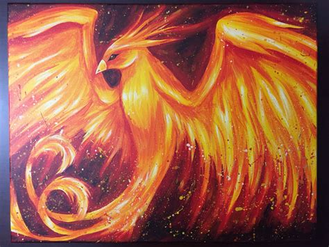 OOAK Phoenix Acrylic Painting 18 x 14 Canvas | Etsy