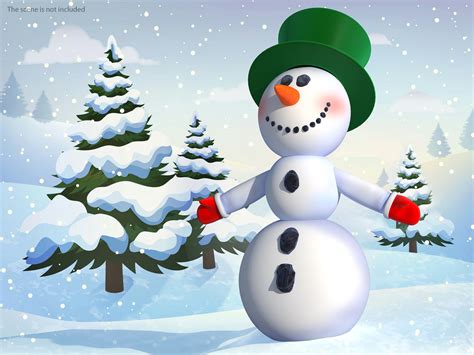 3D model snowman t-pose snow - TurboSquid 1468339