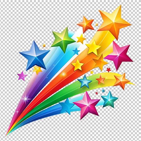 Premium PSD | Colourful shooting stars on transparent background