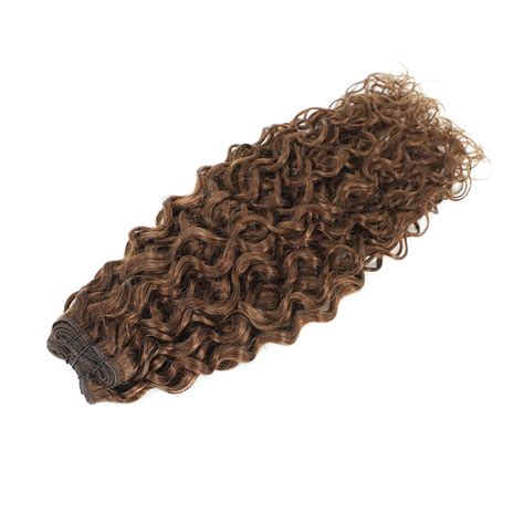 Weft Curly Hair Extensions Chestnut Brown