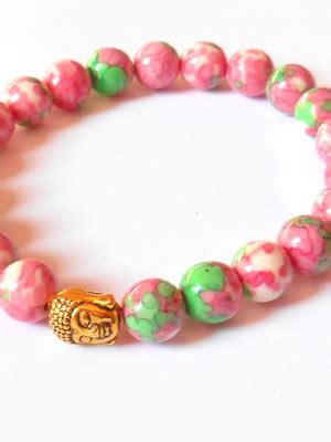 Pulseira Japamala Contas Quartzo Rosa E Flor De Lotus Elo