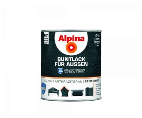 Alpina Buntlack F R Au En Seidenmatt Anthrazitgrau Lacke Lasuren