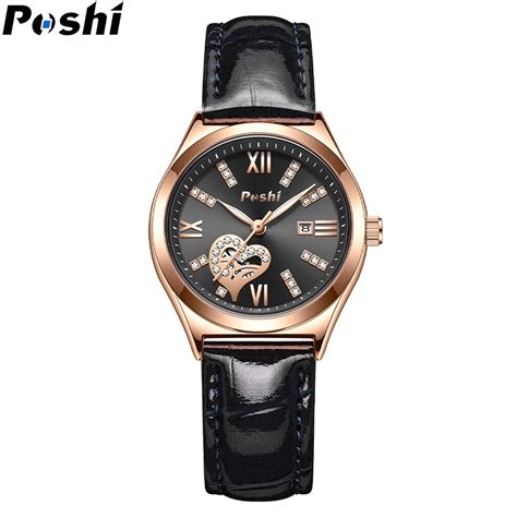 POSHI Original Womens Watches Fashion Women Leather Casual Watch