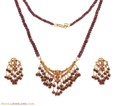 Ruby Necklace Set 22K Gold PsRu10509 US 2 384 22K Gold