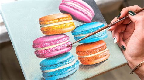 The Colorful Macaron Cake Acrylic Painting Homemade Illustration