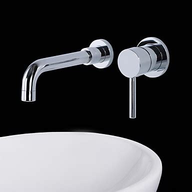 Contemporary Chrome Finish Brass Two Holes Single Handle Wall Mounted ...