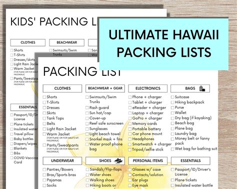 Hawaii Packing List, Printable Packing List for Hawaii, the Only ...