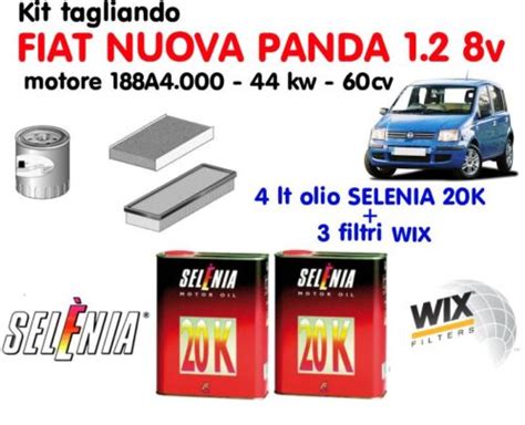 KIT TAGLIANDO 4 Lt OLIO SELENIA 20 K 10W40 3 FILTRI FIAT PANDA 1 2 8V