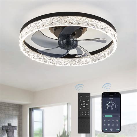 Lediary Modern Ceiling Fans With Lights And Remote Dimmable Low