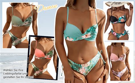 Gorglitter Bikini Damen Push Up Bikini Mit B Gel Set Badeanzug Mit