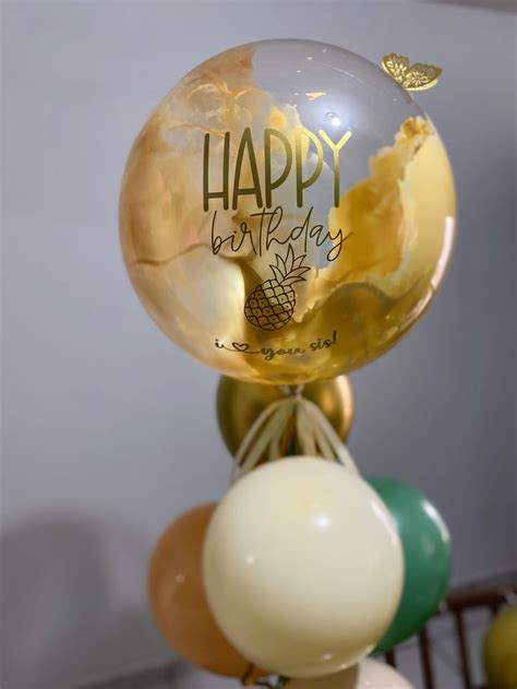 Globo Burbuja De Cumplea Os Con Pintura Nude Beige Y Dorado En