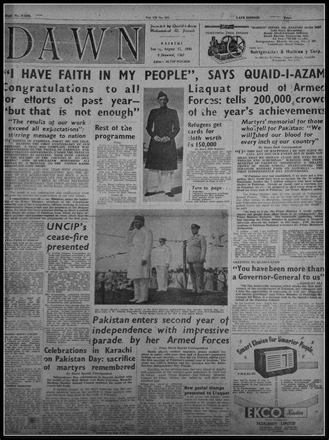 1947 Dawn Newspaper - "I Have Faith In My People, Says Jinnah" - Shehar ...