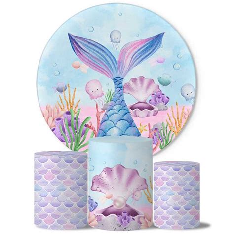 Trio Capas Cilindros Painel Tema Sereia Aquarela Veste F Cil