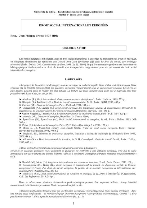 Calaméo Bibliographie Plan Et Annexes Droit Social International Et