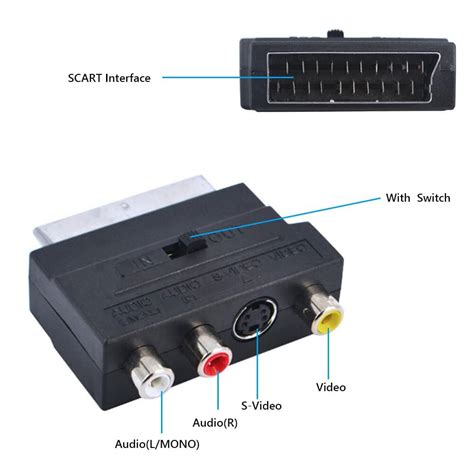 Adaptador SCART AV Conmutable Negro