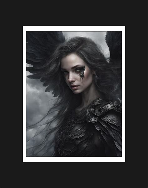 Dark-haired Gothic Angel, Gothic Angel, Digital Art Print, Dark Arts ...