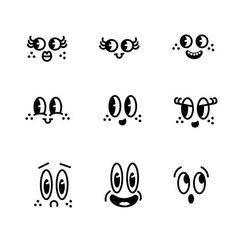 Premium Vector | Set of doodle retro vector faces