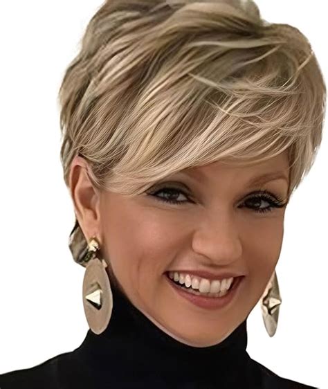 Queentas Pixie Layered Short Blonde Wigs For White Black Women