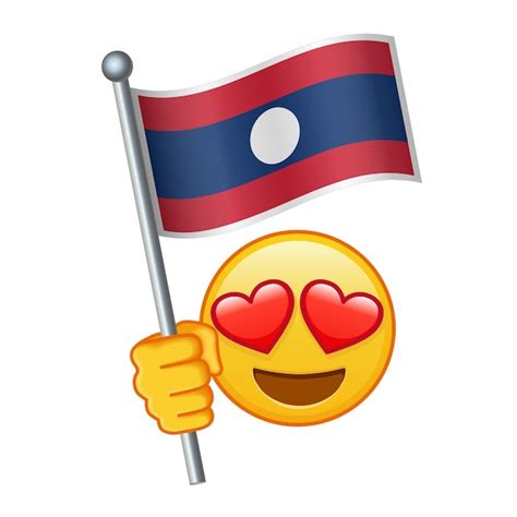 Premium Vector | Emoji with Laos flag Large size of yellow emoji smile