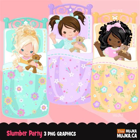 Slumber Party Clipart Movie Night Girls Pajama Party Etsy