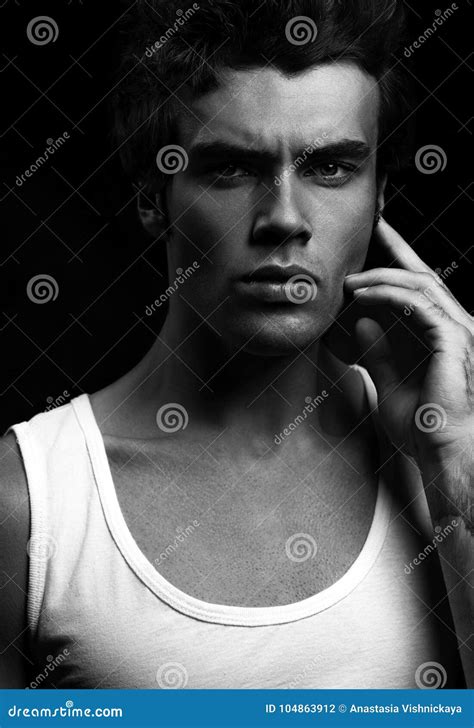 Strong Man No Shirt Tie Close Glasses Stock Image