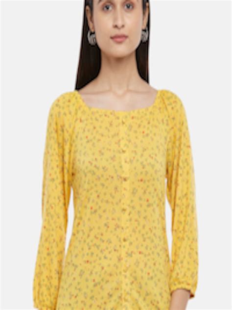 Buy Honey By Pantaloons Mustard Yellow Floral Print Top Tops For