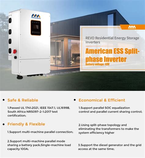 Megarevo Us Version Split Phase Hybrid Inverter 120 240v 5kw 8kw With