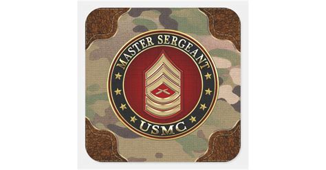 U.S. Marines: Master Sergeant (USMC MSgt) [3D] Square Sticker | Zazzle