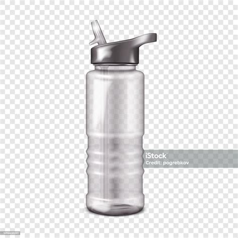 Blank Empty Clear Plastic Water Bottle With Flipup Sip Lid And Straw