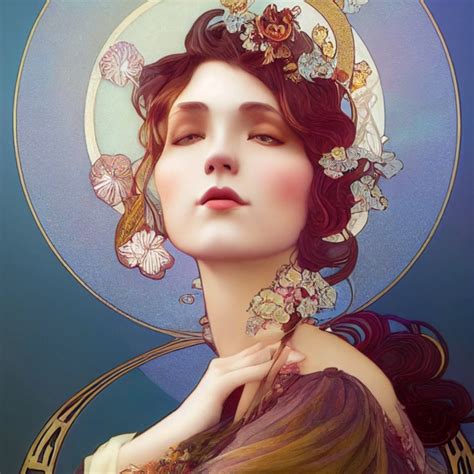 Woman In Art Nouveau Style Alphons Mucha Midjourney