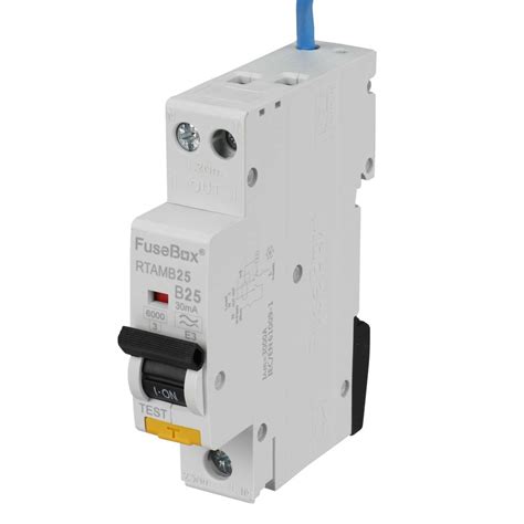 Fusebox 25A 1P N 1 Module B Curve 6kA 30mA Type A Mini RCBO RTAMB25 CEF