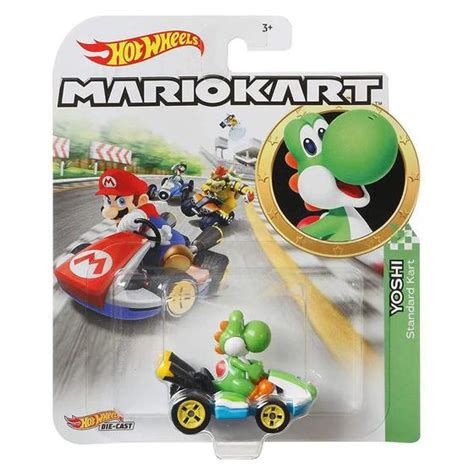 Carrinho Hot Wheels Mario Kart Yoshi Standard Kart GBG Mattel Carrinho De Brinquedo