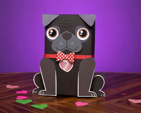 Black Pug Valentine Box Printable Decor Kit Etsy In 2024 Pug Valentine Valentine Box Black Pug