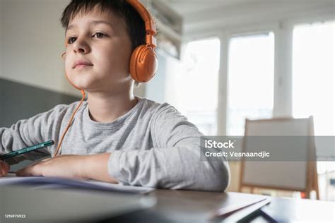 Boy And Homeschooling Stock Photo Download Image Now E Learning