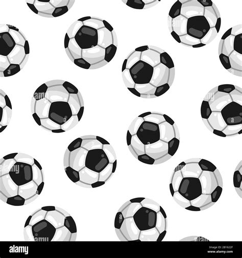 Seamless Pattern With Soccer Balls In Flat Style Stock Vector Image