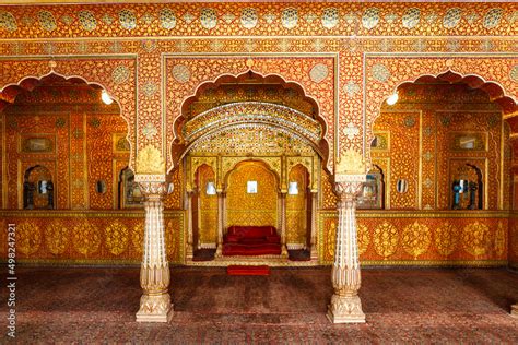 Throne room in Lalgarh Palace, Bikaner, Rajasthan, India, Asia Stock Photo | Adobe Stock