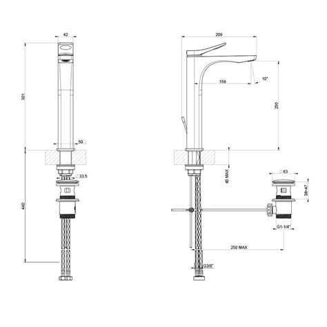 Gessi 59009 031 RILIEVO Miscelatore Lavabo H 30 Cm Con Scarico E