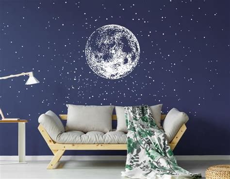 Moon And Stars Wall Decal Constellation Wall Sticker Sky Wall Art C1