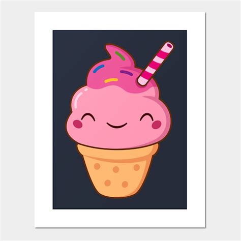 Cute Kawaii Ice Cream Cone Ice Cream Posters And Art Prints Teepublic