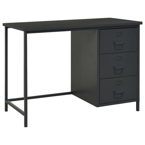 Industrial Desk With Drawers Anthracite 105x52x75 Cm Steel Hapyx