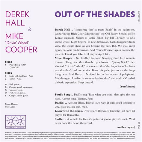 Mike Cooper And Derek Hall Out Of The Shades Record Store Day Exclusive Paradise Of Bachelors