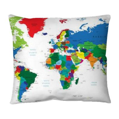 Pillow Cover World map-countries - PIXERS.US